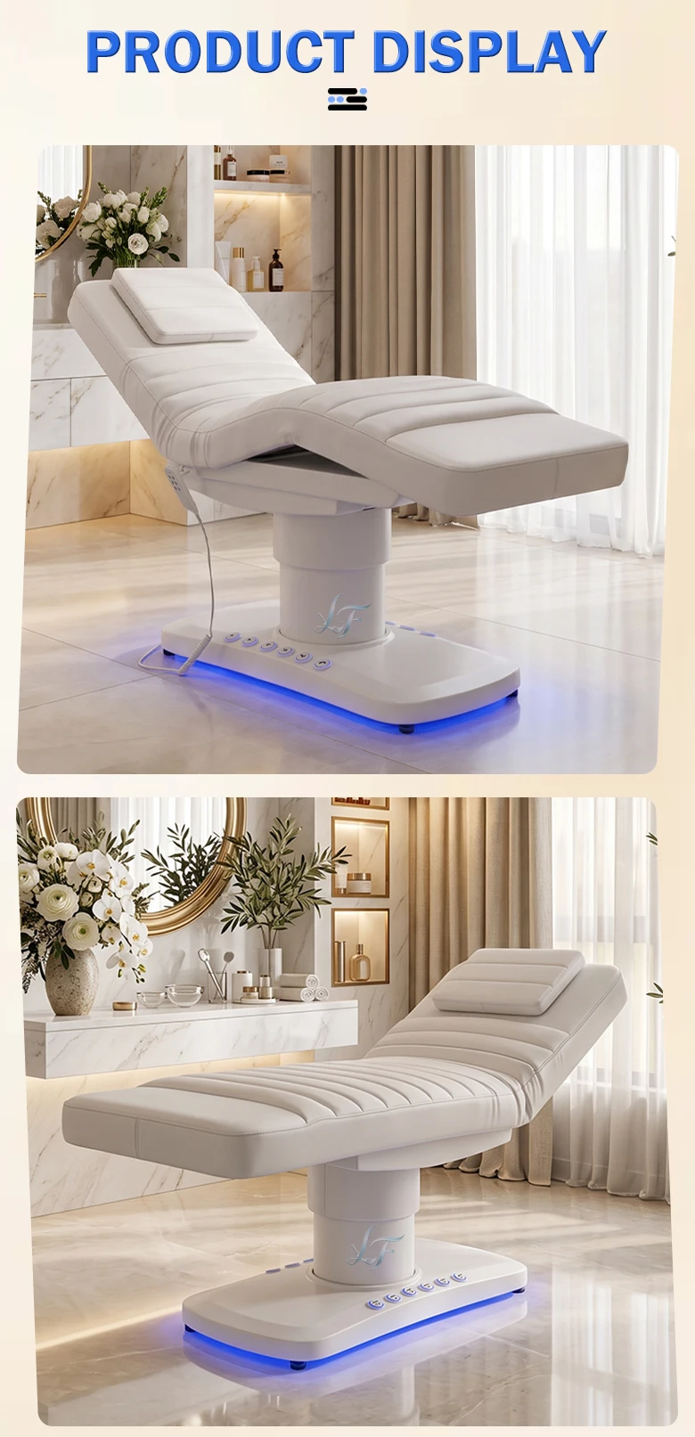 Hochwertiges Fußgesteuertes Stimmungslampen-Massagebett, Schönheitsbett, Ergonomisches Design, Behandlungsbett, Anpassbare Lederfarbe für Spa – Detail 8