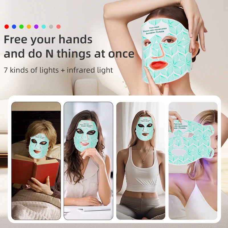 New PDT therapy 8 colors led face light photon led anti acne skin rejuvenation face mask device