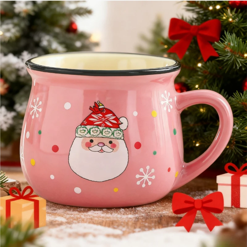 

150ML Christmas Mugs Ceramic Cute Santa Elk Penguin Mousse Cup Coffee Cup for Office Home Milk Coffee Tea Cups Xmas Gifts