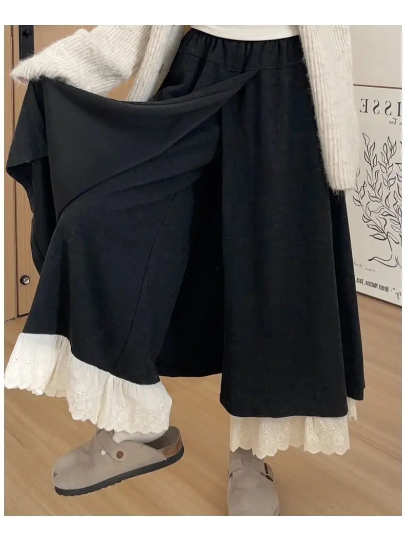 

Широкие брюки, женские зимние брюки из овечьей шерсти в рубчик для отдыха, теплая нежная подкладка, непринужденная ночная рубашка из софтшелла Ins Harajuku