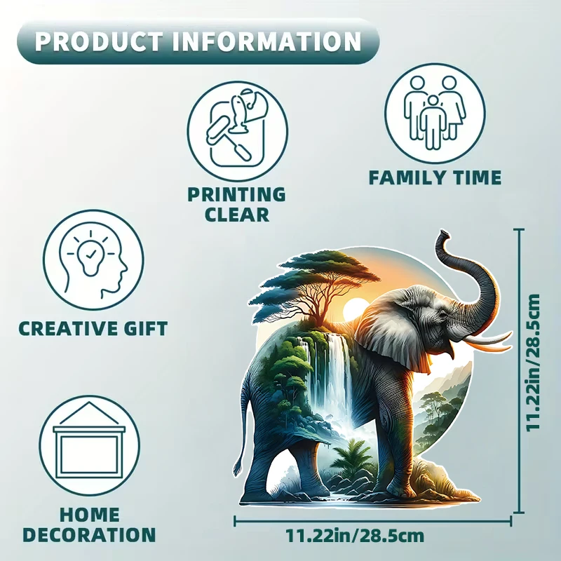 Elephant Wooden Puzzle for Adults, Unique Shaped Pieces, Exquisite Gift Box, Brain Exercise, Room Decor, Holiday Gifts