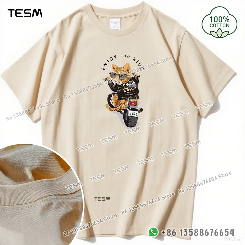 TESM العصرية كول القط طباعة الرجال القطن تي شيرت عادية فضفاض قصيرة الأكمام حفلة الوالدين والطفل الزي أمي أبي الأسرة عطلة