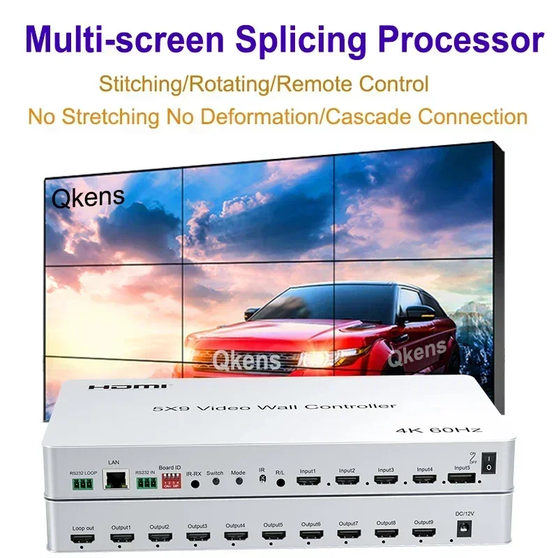 4K 5x9 Video Wall Controller 4x1 HDMI Multiviewer 2x2 3x3 1x6 TV Wall Splicer Box Horizontal Vertical Screen Stiching Processor