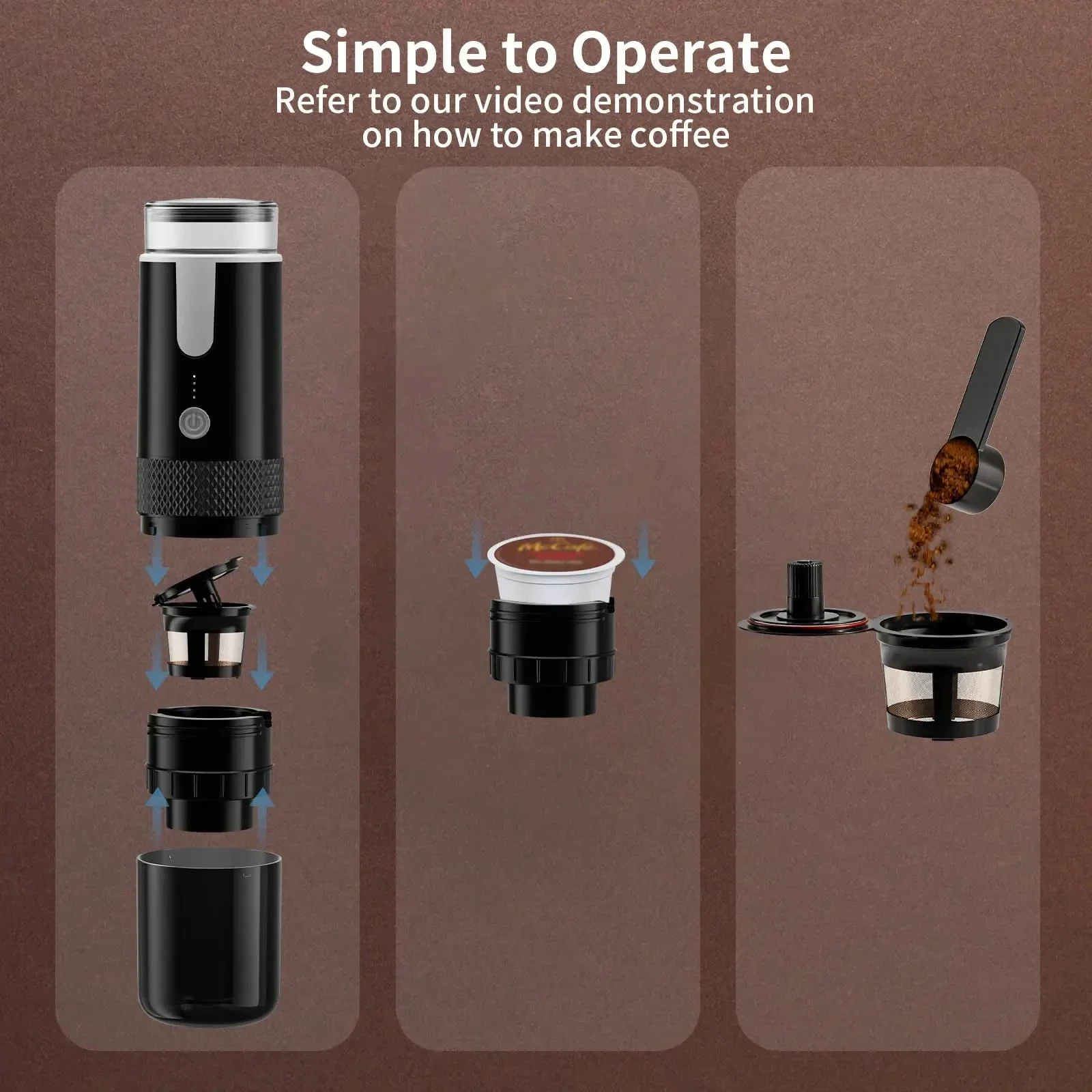 Mini Travel Manual Coffee Machine Portable Wireless Espresso Machine Compatible Capsules Perfect for Camping Travel Office