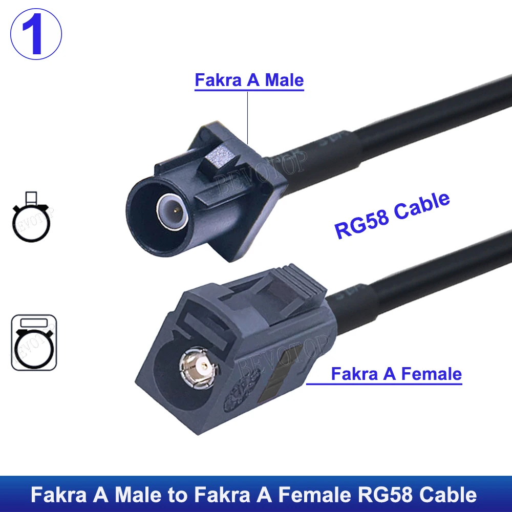 1Pcs RG58 Fakra Cable Code A/B/C/D/F/G/H/I/K/Z Male Plug to Fakra Female Connector Wire Harness Fakra RG58 Jumper Auto Cable