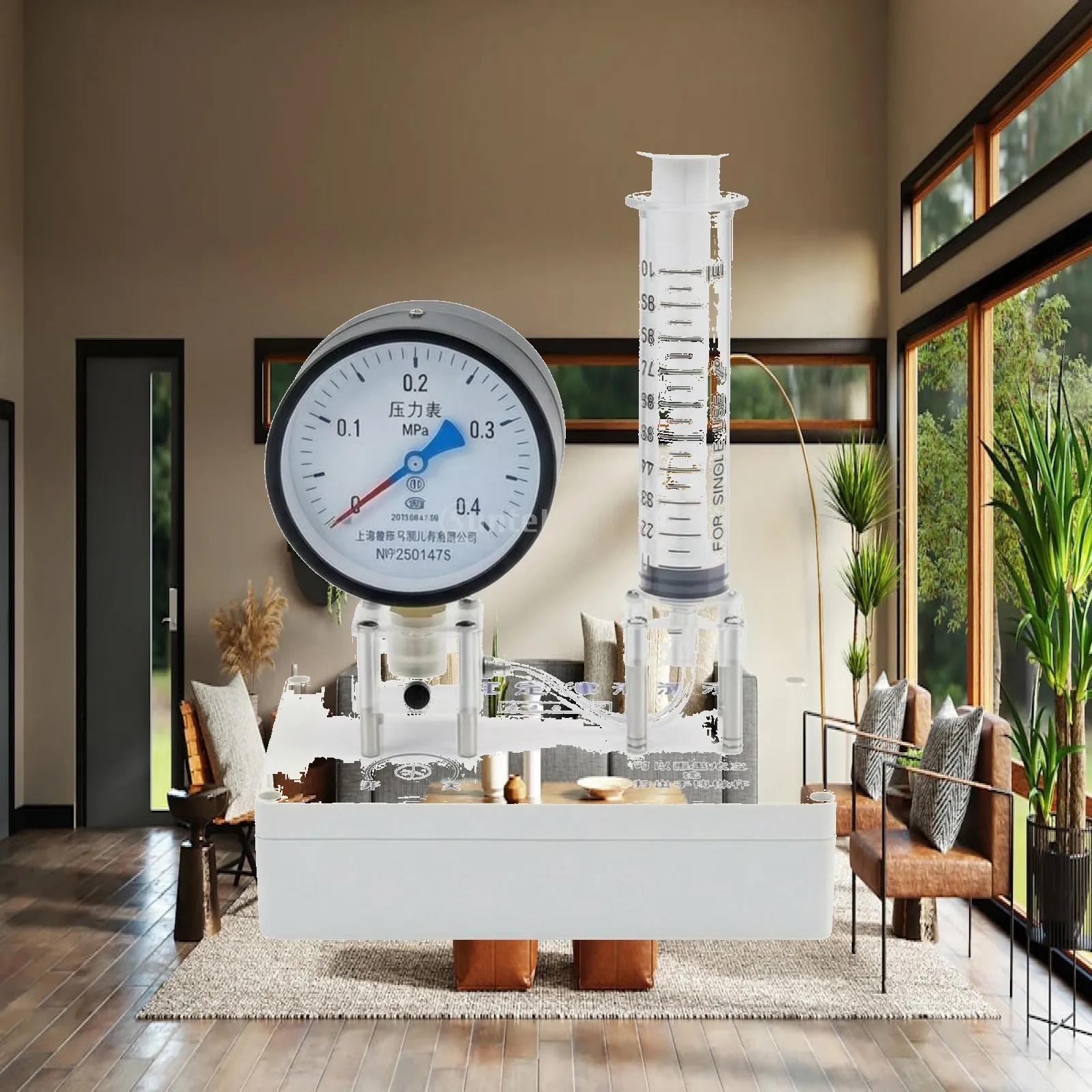 Boyle's Law Apparatus Graduated Pressure-Volume Apparatus Teaching Instrument Desktop for Teachers, Physics Classroom
