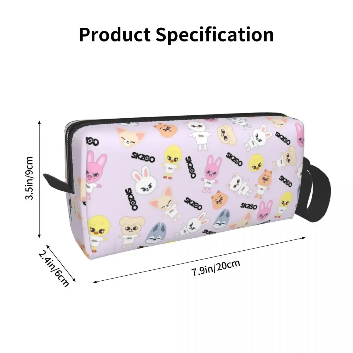 STRAY Cute KIDS Large Makeup Bag Zipper Pouch Travel Cosmetic Bags Straykids SKZ Kpop Idol Portable Toiletry Bag for Women