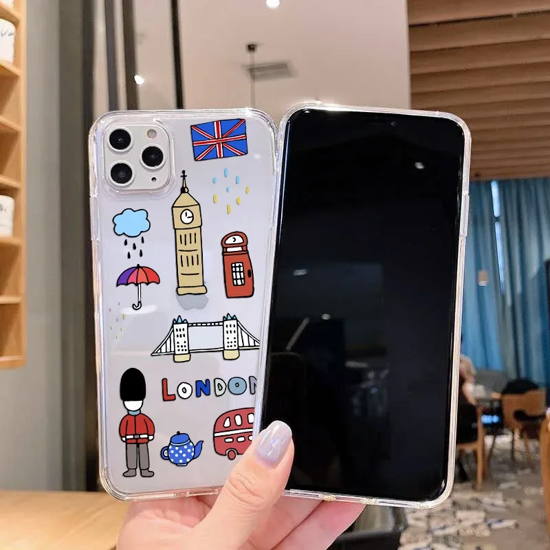 Love New York Paris Phone Case for iPhone 15 14 13 12 11 Pro Max X Xs Max XR SE 2020 8 7 Plus Soft Silicone Cover