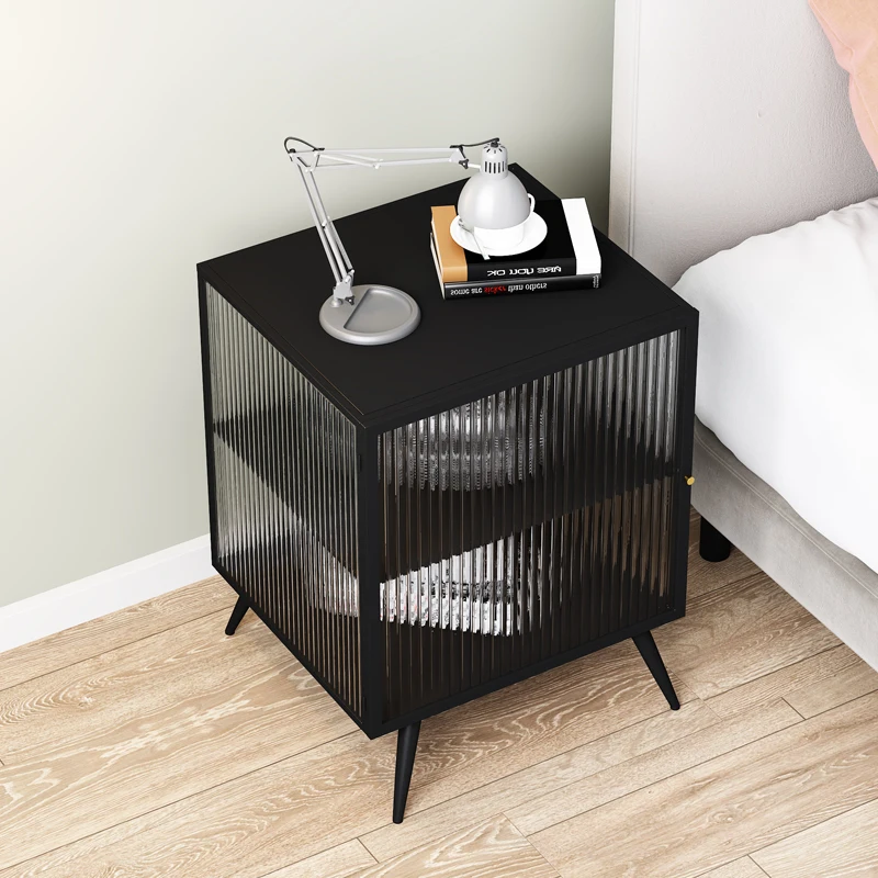 Metal Glass Nightstands Lockers Modern Simple Bedside Table Living Room Sofa Side Table Nordic Mobile Furniture Storage Cabinet