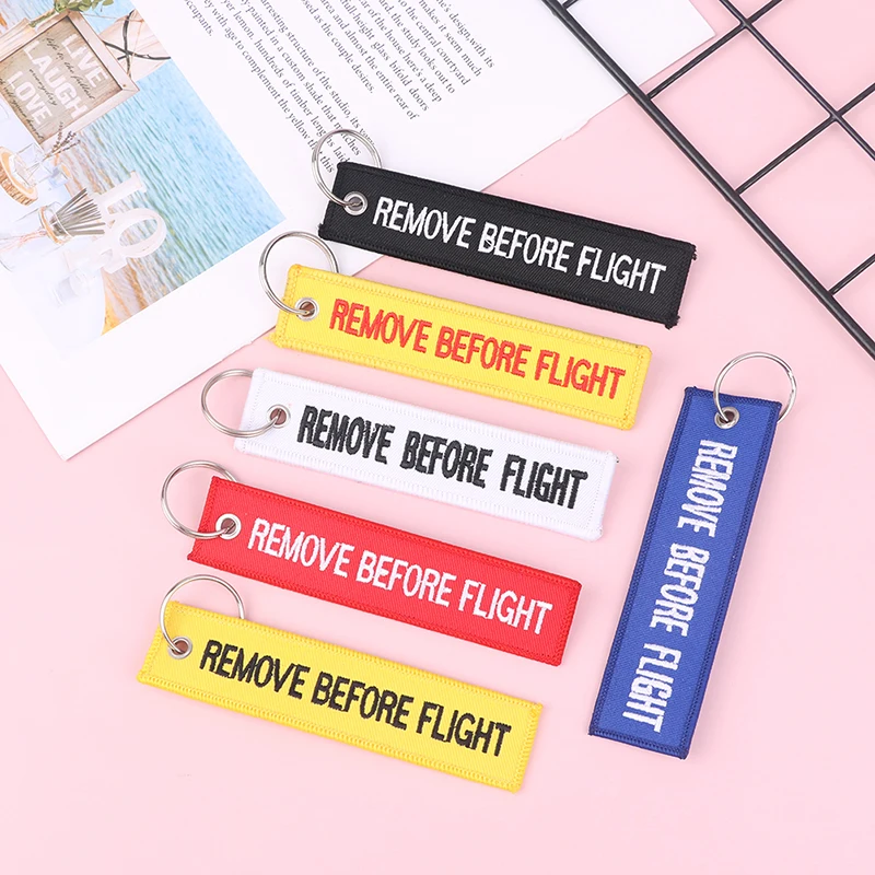 Remove Before Flight Car Key Chain Embroidery Aviation Gifts Keyring Key Tag Holder for Motorcycles Keychain