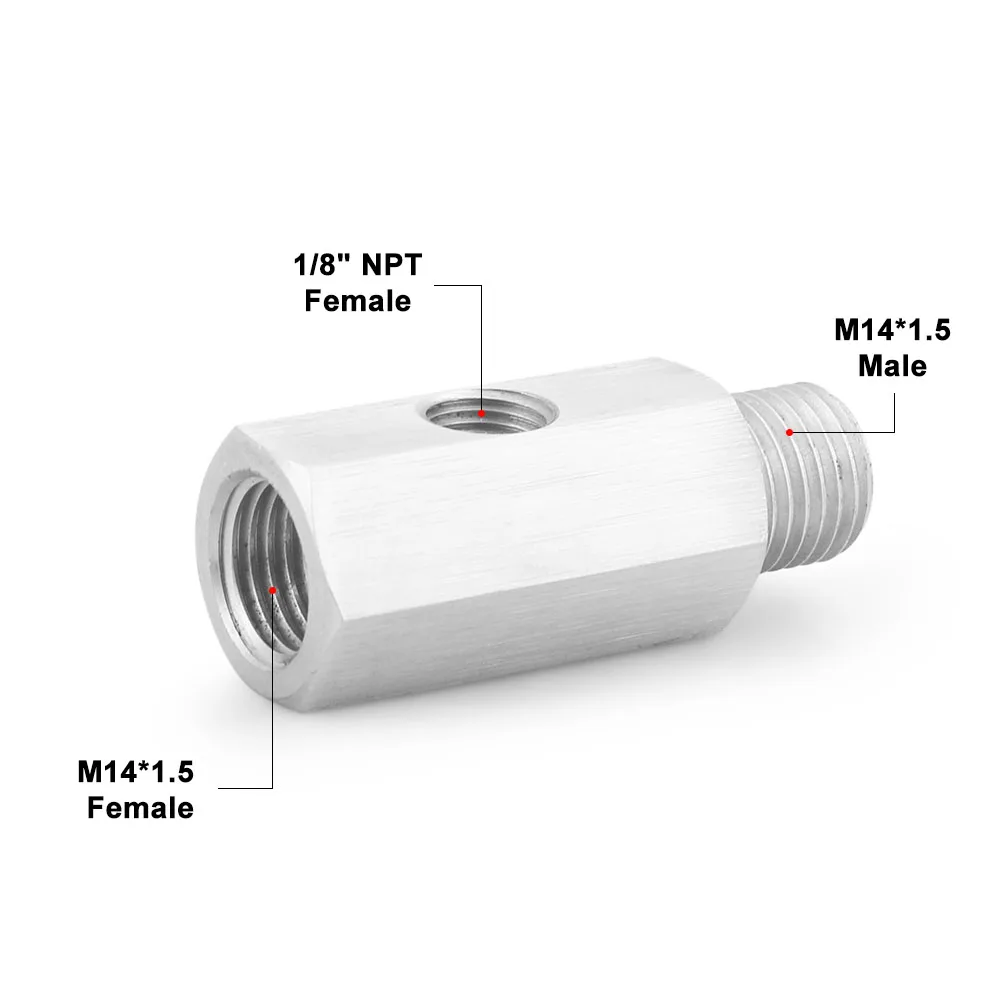 Edelstahl-Seiten löcher 1/8 "npt Buchse bis m12 m10 m14 1/8npt 1/4npt Öldrucksensor-Anschluss Zuleitung Manometer T-Adapter – Detail 9