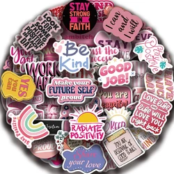 50Pcs Pink Inspirational Quote Stickers Cute Motivational Phrase Decals Notebook Laptop Phone Aesthetic Sticker Kid Toy﻿