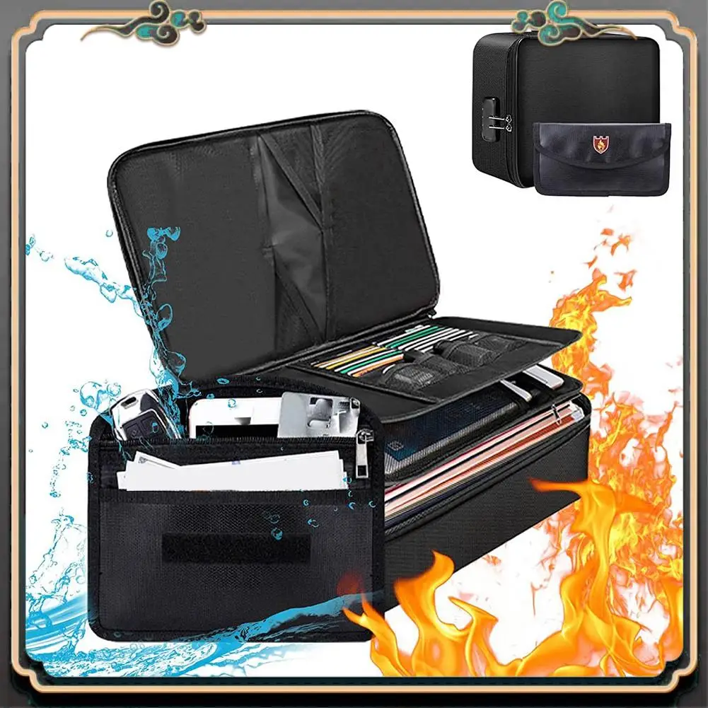 ASMA-bolsas organizadoras de archivos ignífugas, caja de documentos ignífuga e impermeable con bolsa para dinero, bolsa segura ignífuga con cerradura