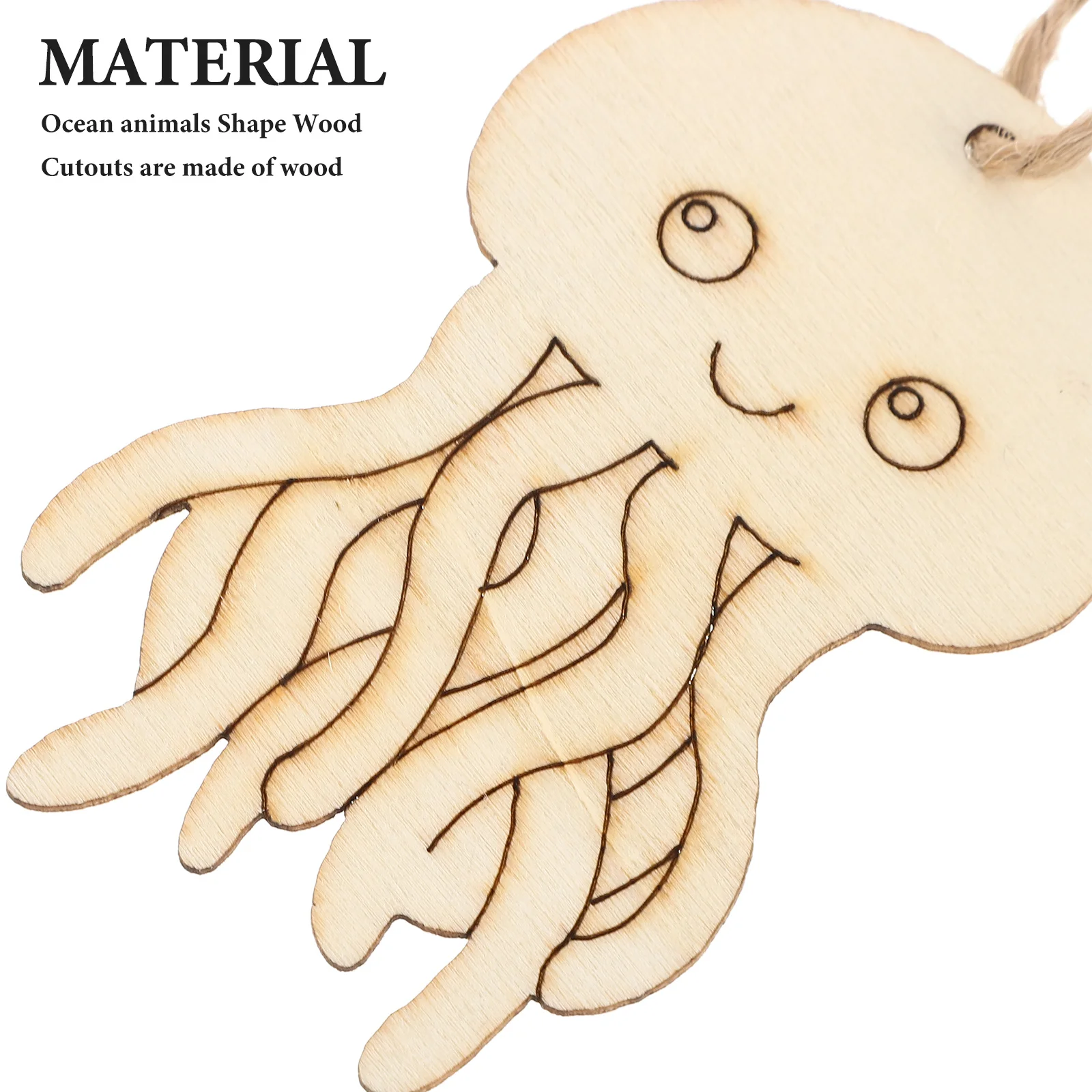 

60Pcs Wooden Ocean Animal Cutouts Unfinished Wood Crafts DIY for Painting Scrapbook Decorations Wooden Ornaments for Crafts