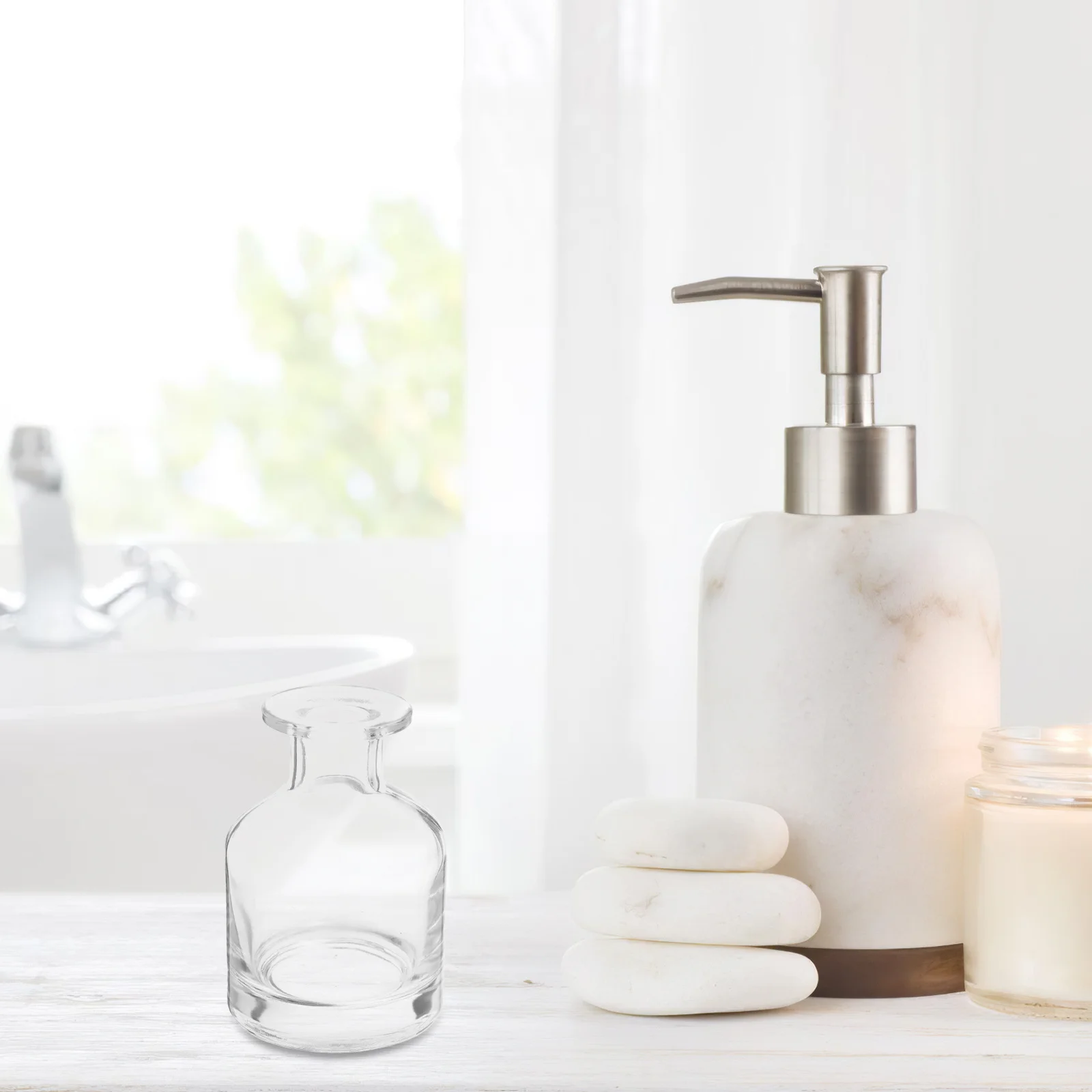 

2Pcs Glass Aroma Diffuser Bottles Cylindrical Refillable Decoration for Home Car Office Essential Oil Reed Diffuser Container