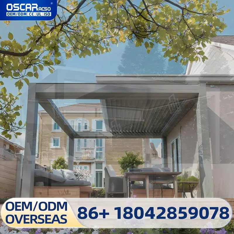 

Outdoor Smart Motorized Bioclimatic Louvered Roof Gazebo for Garden Terrace Beach House Pergola