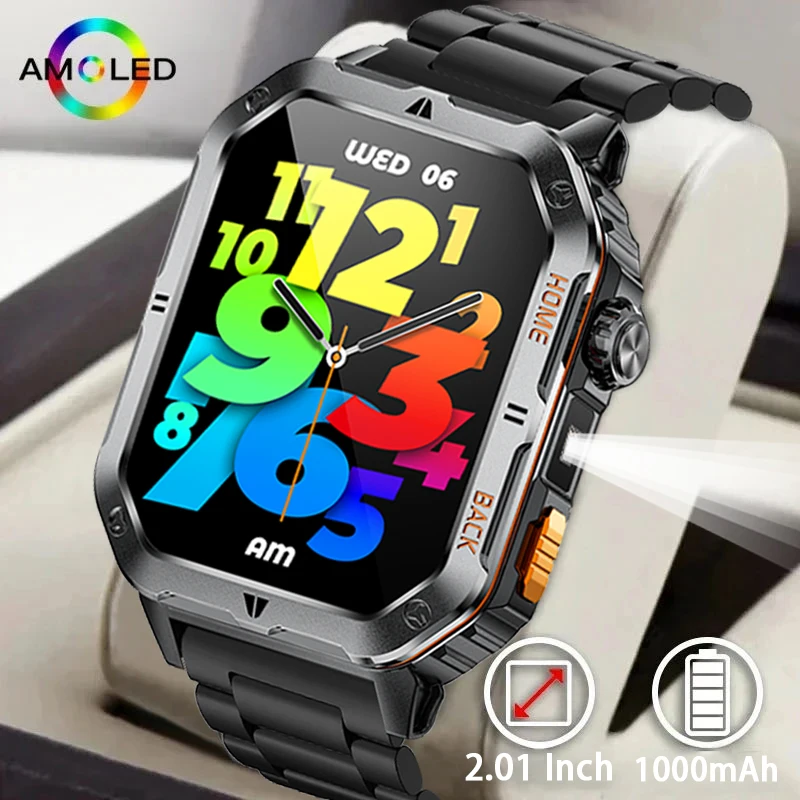 

2025 Outdoor Smartwatch Military for huawei xiaomi Smart Watch Men with Led Lighting Bluetooth Call Fitness Heart Rate Watches