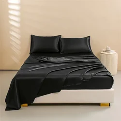Satin Bed Sheets, Queen Size Sheets Set, 4 Pcs Silky Bedding Set   1 Deep Pocket Fitted Sheet + 1 Flat Sheet + 2 Pillowcases