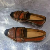 Man Cowhide Leather Casual Shoes Mens Buckles Belts Party Wedding Loafers Comfortable Moccasins Driving Flats Brown Rub Color
