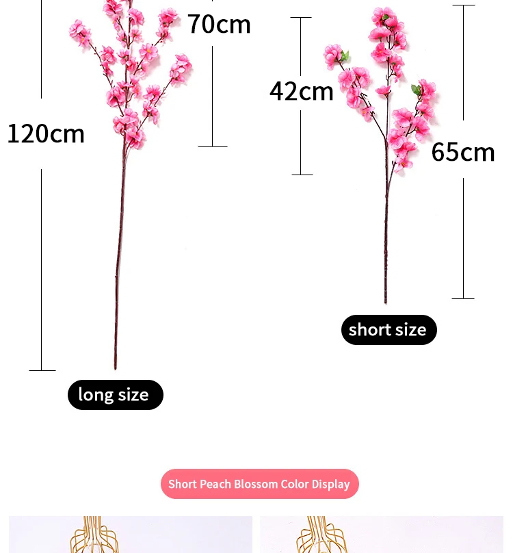 1/3/5 stücke Künstliche Pfirsichblüte Zweig Frühling Pflaume Kirschblüte Seidenblume Baum Dekoration Hause Hochzeit DIY Dekoration – Detail 3