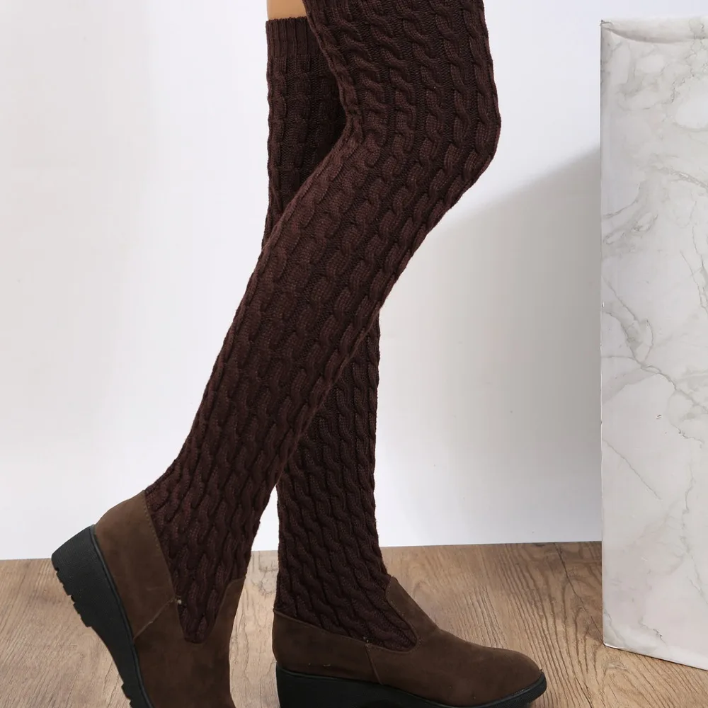 Women Shoes 2024 Winter New Fashion Knitted Wool High Socks Boots for Women Flat Over The Knee Long Elastic Skinny Women Boots