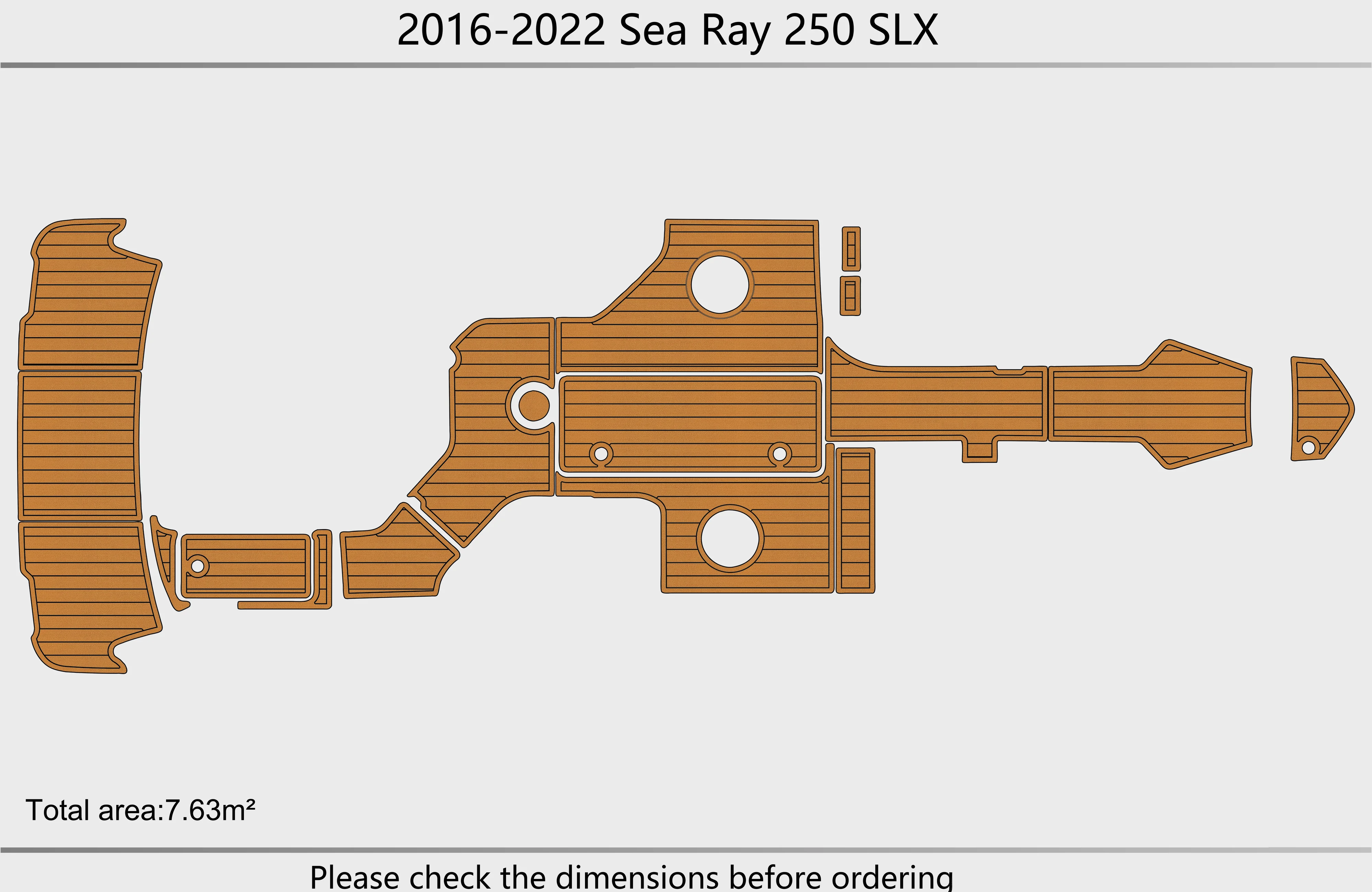 Eva foam Fuax teak seadek marine floor For 2016-2022 Sea Ray 250 SLX Cockpit Swim platform 1/4