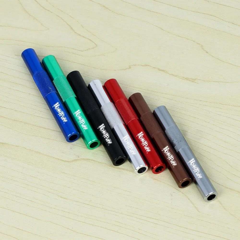 Rohr bunte Tasche Stift Stil Raucherzubehör Großhandel individuelles Logo 7 Stück Aluminium Metallrohr Schlauch