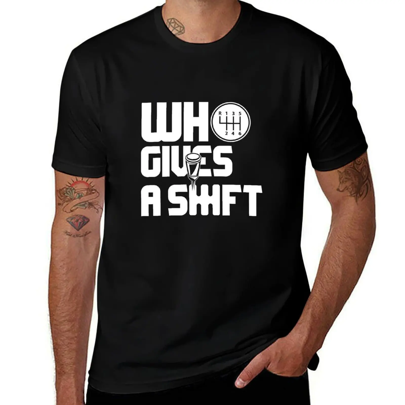 Who Gives a Shift, Manual Transmission Car, Car Guy Gift, Car Lover, Car Enthusiast, JDM T-Shirt Soft Touch Basic Cotton T-Shirt