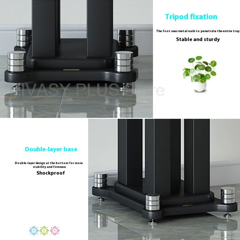 20-80cm Speaker Stand 5x5CM Steel Frame Audio Stand Round Base Safe Speaker Shelf For Bookshelf Satellite Surround Sound System