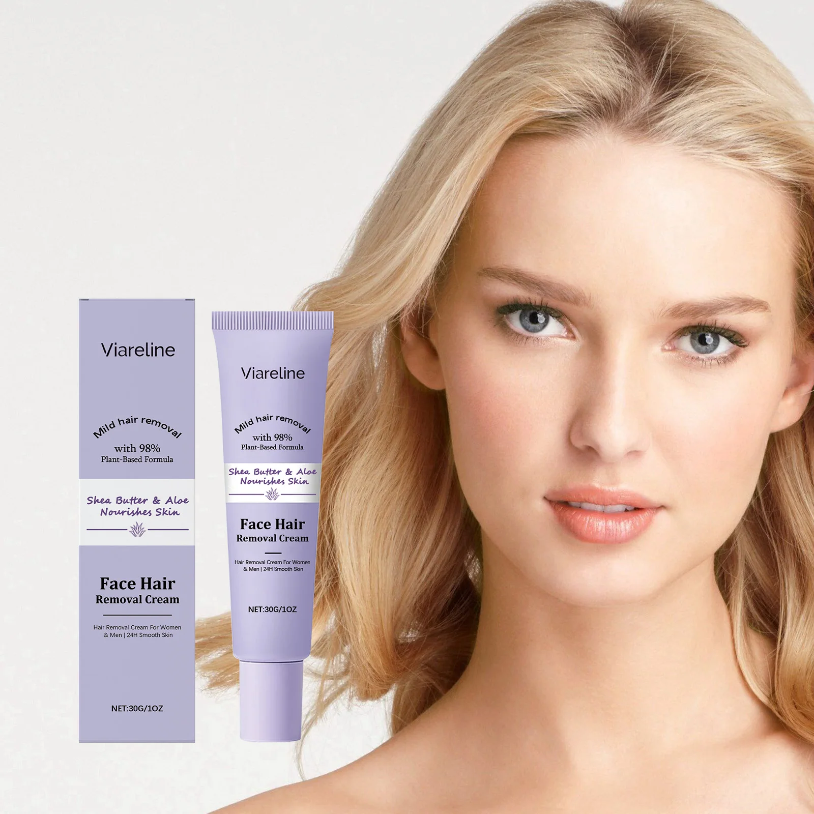 Facial Hair Removal Cream for Women, Gentle Face Depilatory Cream, Peach Fuzz Remover for Upper Lip Chin Fine Hair, Smooth Face