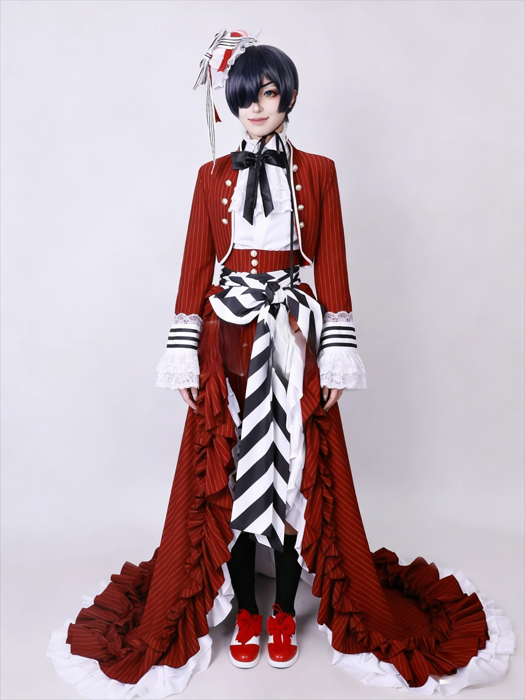 

Robin Ciel SSR Cosplay Black Butler Victorian-style Gownpink Blue Red Teacup Role-playing Costume Full Set with Wig for Adult