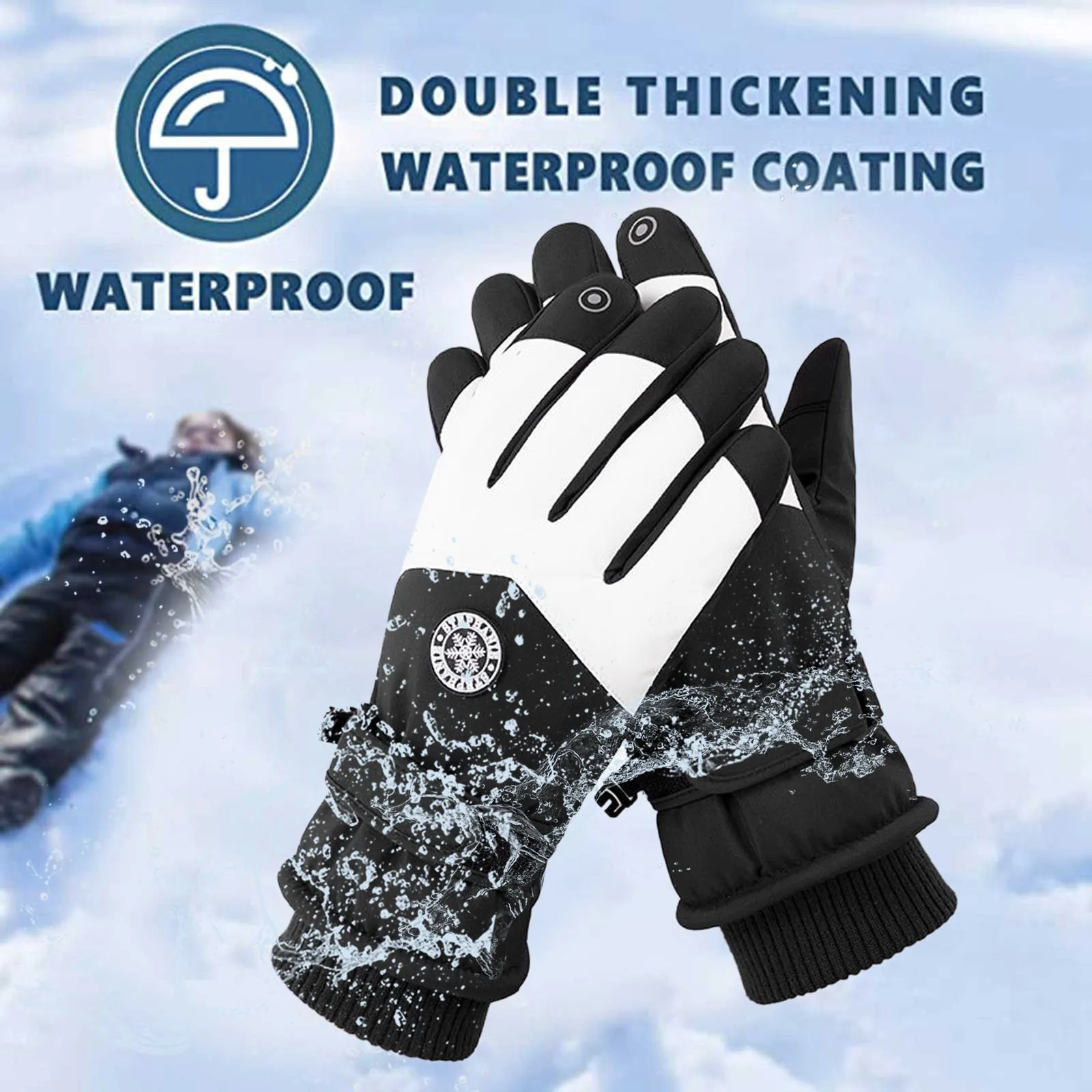 

Thickened Velvet Gloves Ski Gloves Water Repellent Windproof Ski Gloves for Men Women Youth Waterproof for Outdoor for Skiing