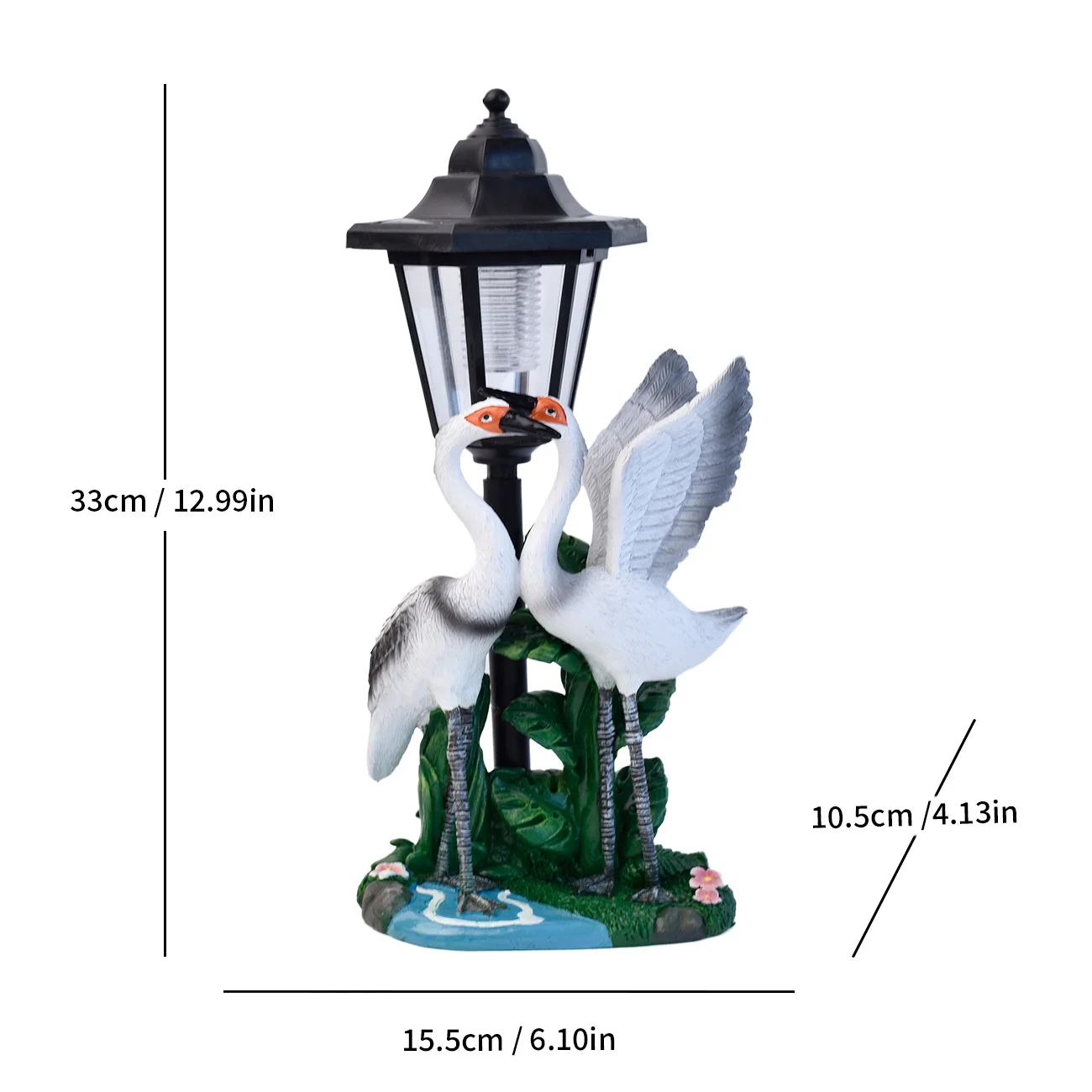 Solar Outdoor Bird Couple Statue for Patio and Lawn Waterproof Resin Decor with Integrated Solar Charging and Light Sensor