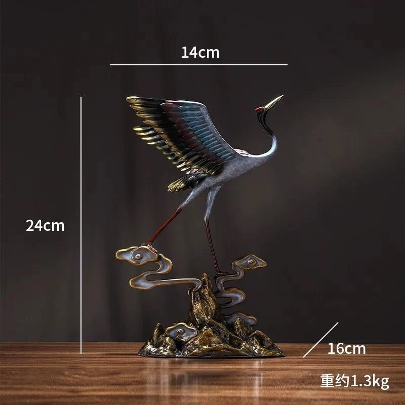 All-Copper Birthday Celebration And Longevity Gift In New Chinese Zen Style With Crane Motif, Suitable For Gifting To Elders On
