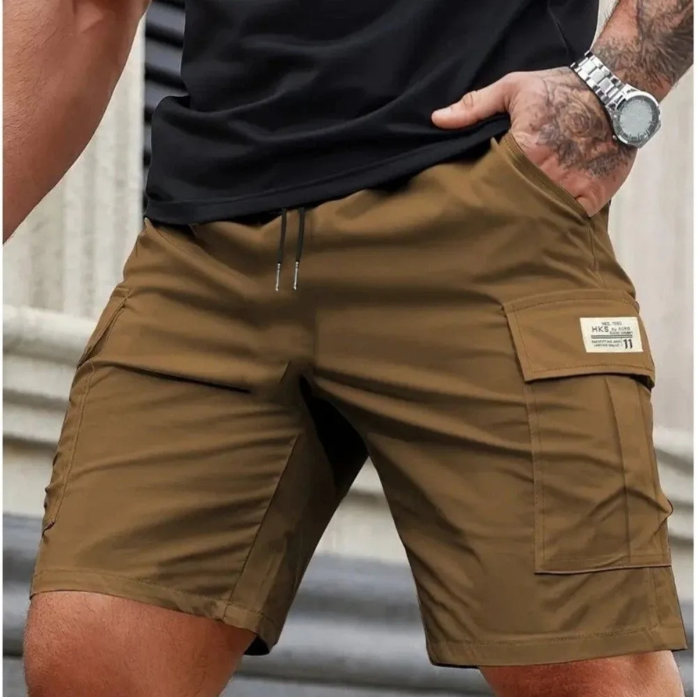 Athletic Multi-Pocket Cargo Shorts Plus Size Breathable Men's Beach Shorts Loose Fit Quick-Dry Summer Pants Gym