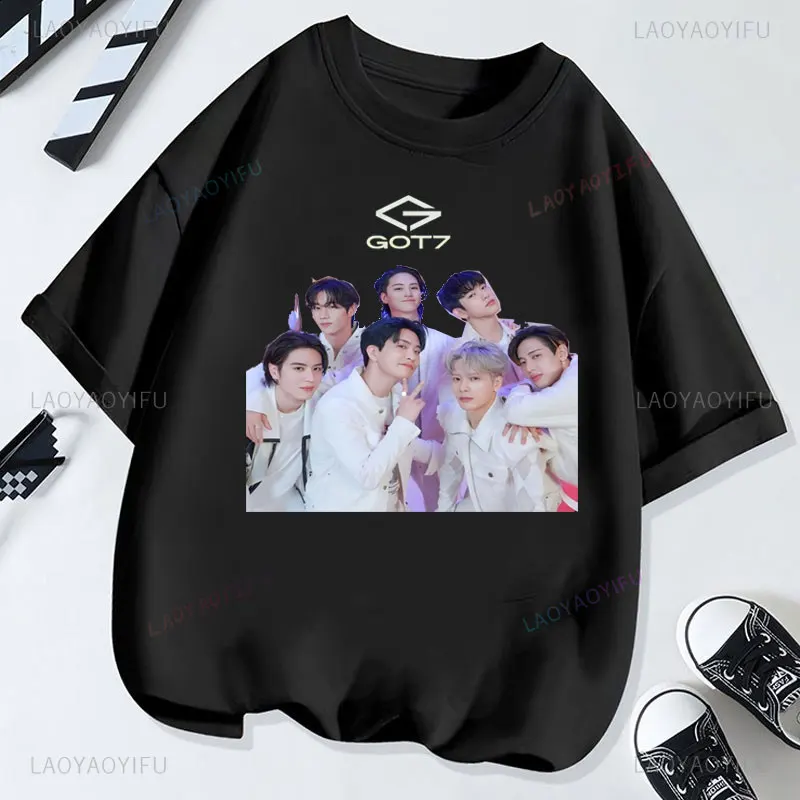 بلايرا KPOP Got7 جاكسون جاي بي تي شيرت موضة محب الجدة الاتجاه Ropa De Mujer الشارع الشهير القطن مزدوجة الوجهين تي شيرت مطبوع #5