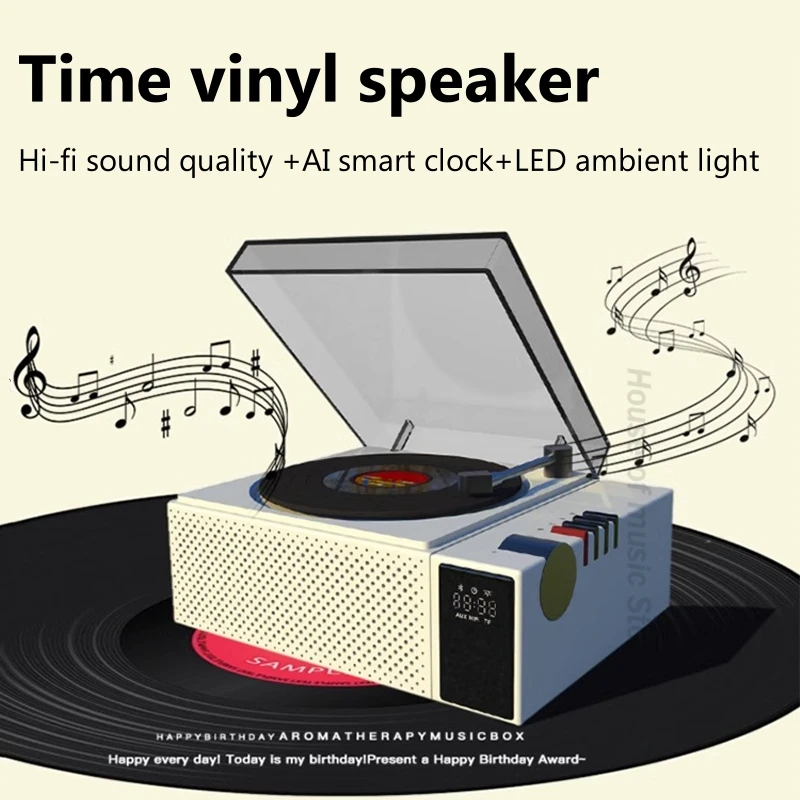 

New Products 2024 Hot CX-200 Retro Bluetooth Speaker Vinyl Record Player BT5.3 Wireless Speakers Mini Portable TF AUX Audio MP3