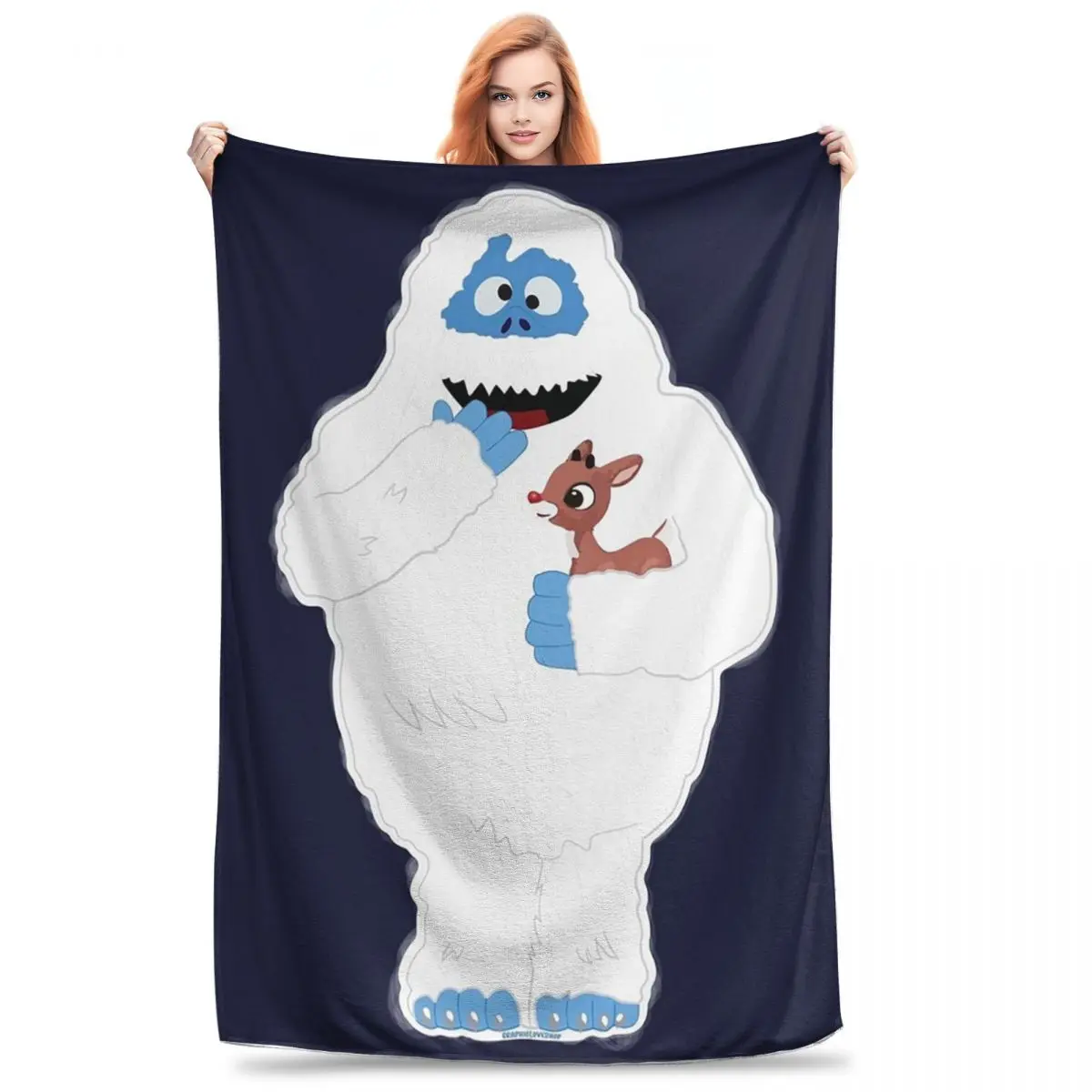 Christmas Abominable Snowman With Rudolph Blankets Flannel Warm Throw Blankets Throw Blanket For Couch Travel Throws Bedspread