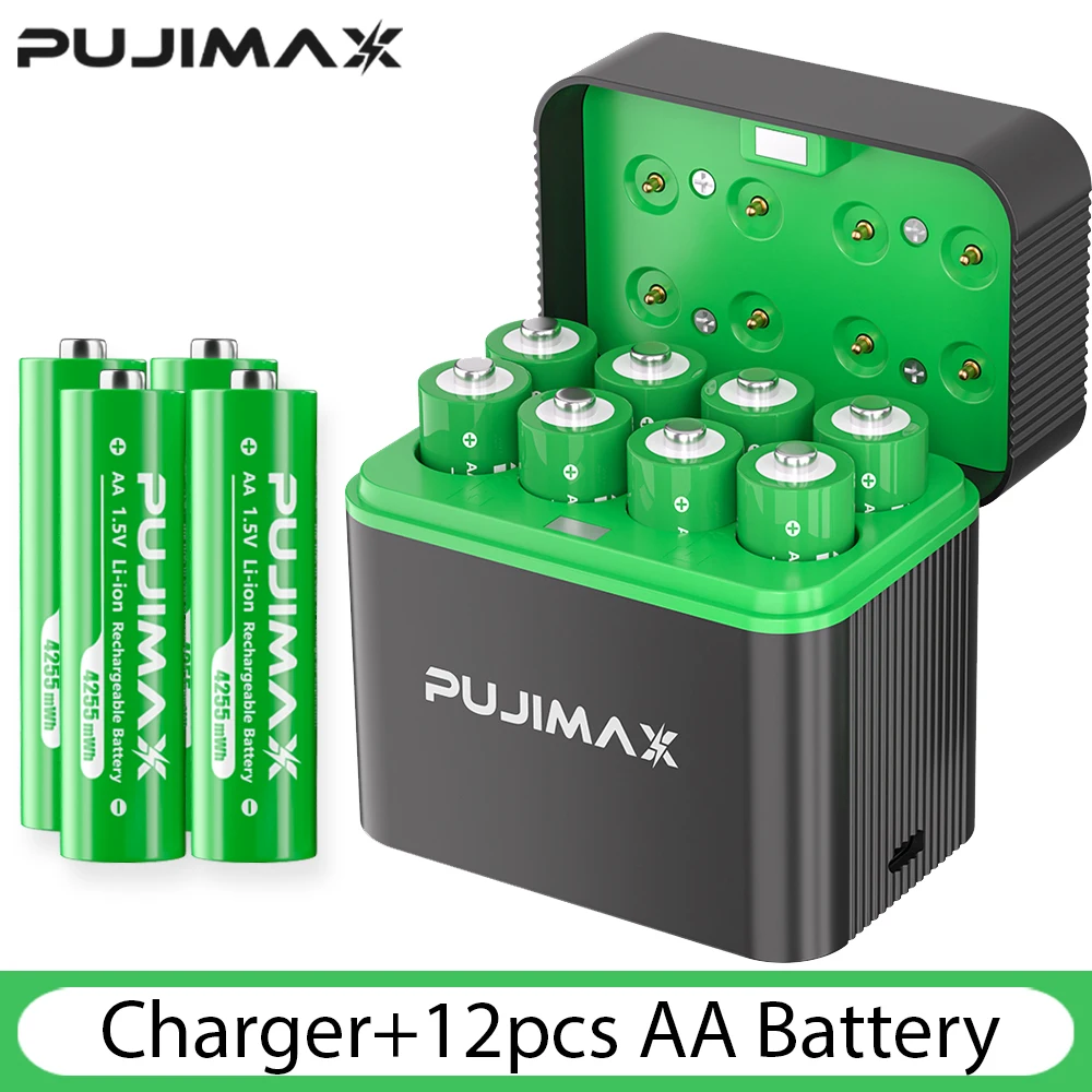    PUJIMAX AA 4255mWh oplaadbare oplader voor batterijen 1,5 V lithiumbatterijen oplader met constante spanning - afbeelding 1