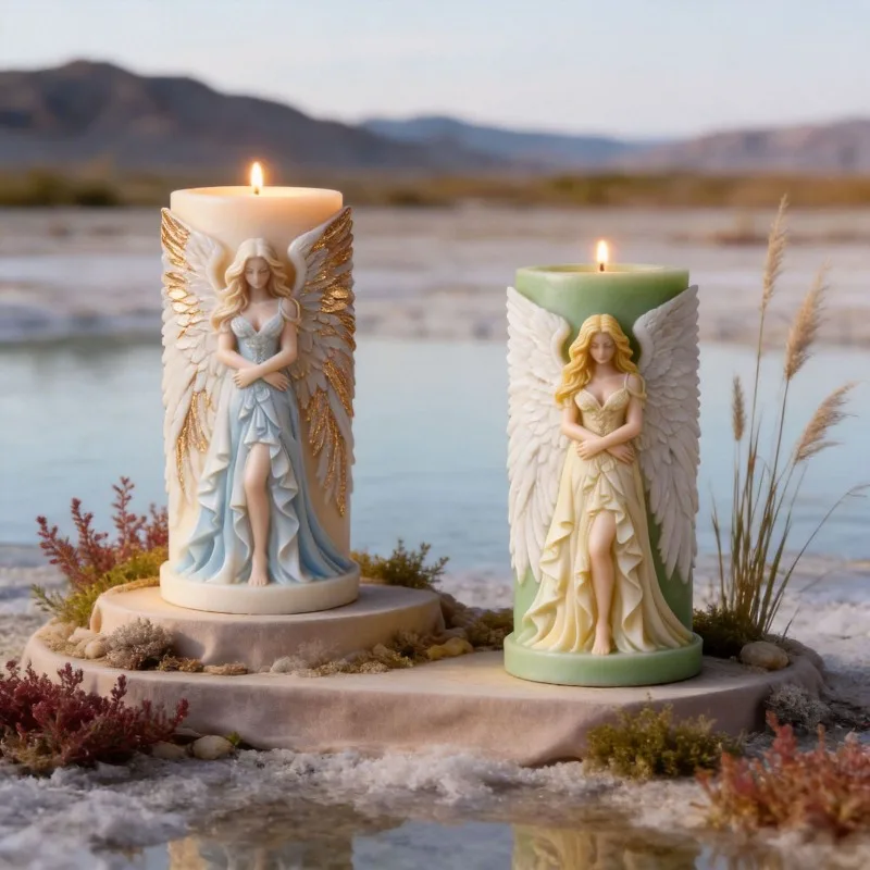 Angel Spreading Wings Girl Silicone Mold Scented Candle Decoration Resin Handicraft Mold Cake Decoration Accessories Molds