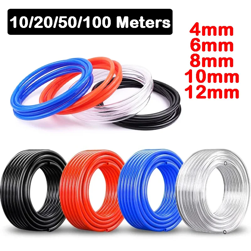 10Meters/20M/50M/100M Air Component Hose Polyurethane Tubing 4mm 6mm 8mm 10mm 12mm Pipe Line Hose Pneumatic Tube for Compressor