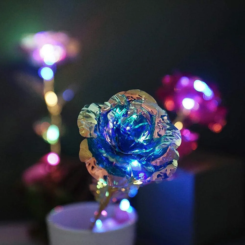 Led Valentine's Day Mother's Day Gift 24K Foil Plated Roses Artifical Flowers Wedding Decor Lover Lighting Roses Creative Gift