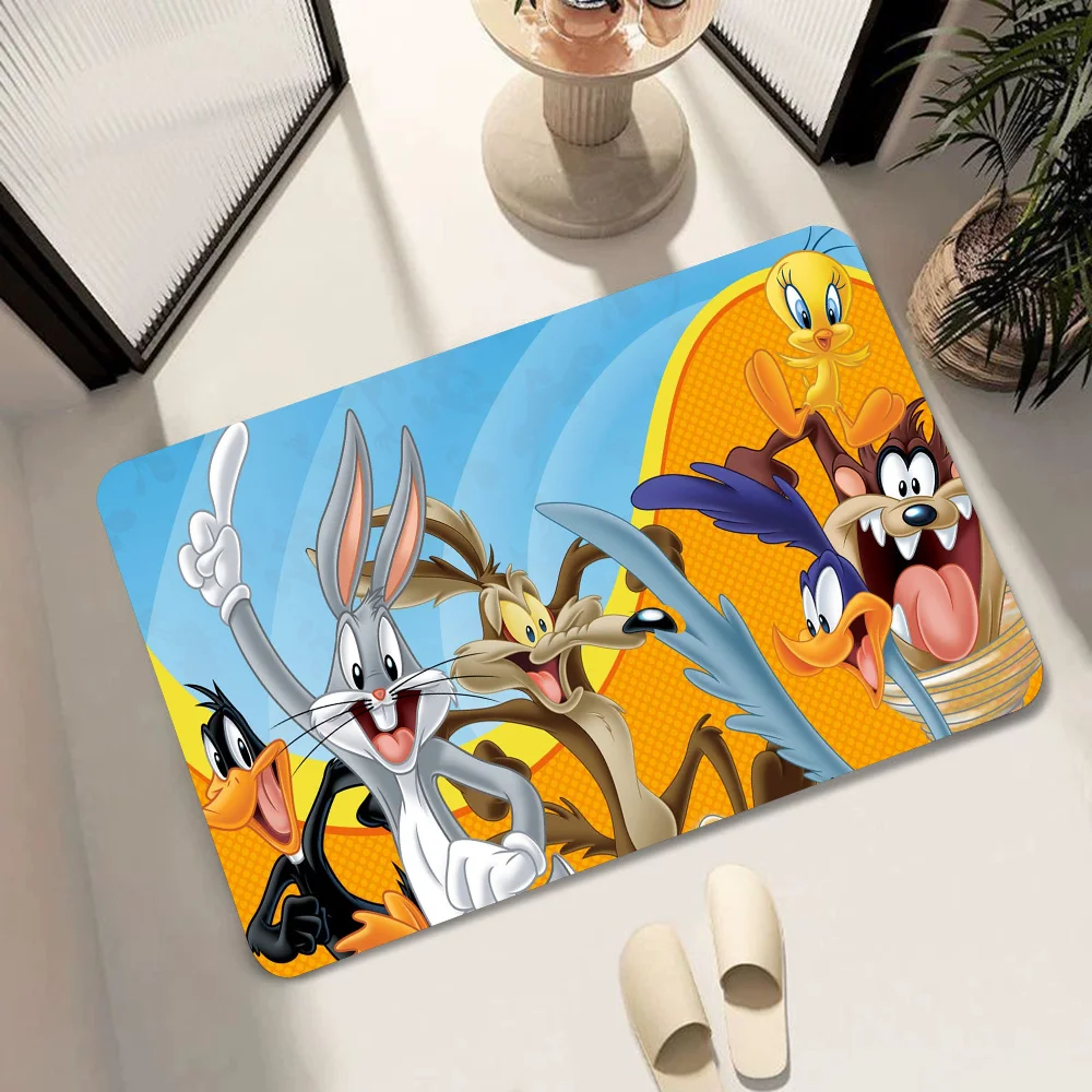 1pc L-Looney Tunes Bathroom Absorbent Mats Anti-Slip Mats Home Decor Supplies Carpets Home Kitchen Floor Mats