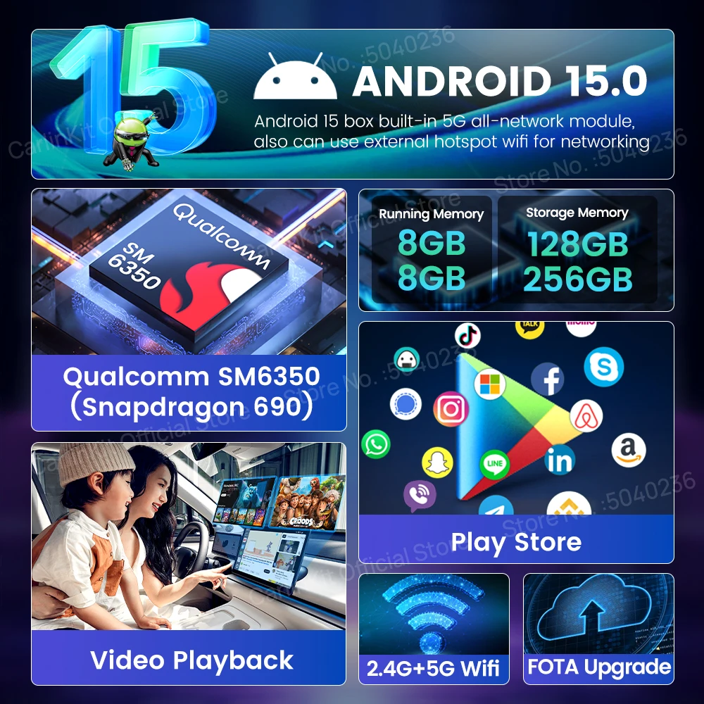 2025 nuevo Ultra-5G CarlinKit CarPlay Ai Box Android 15 SM6350 8GB + 256GB inalámbrico CarPlay Android Auto para Netflix IPTV caja inteligente