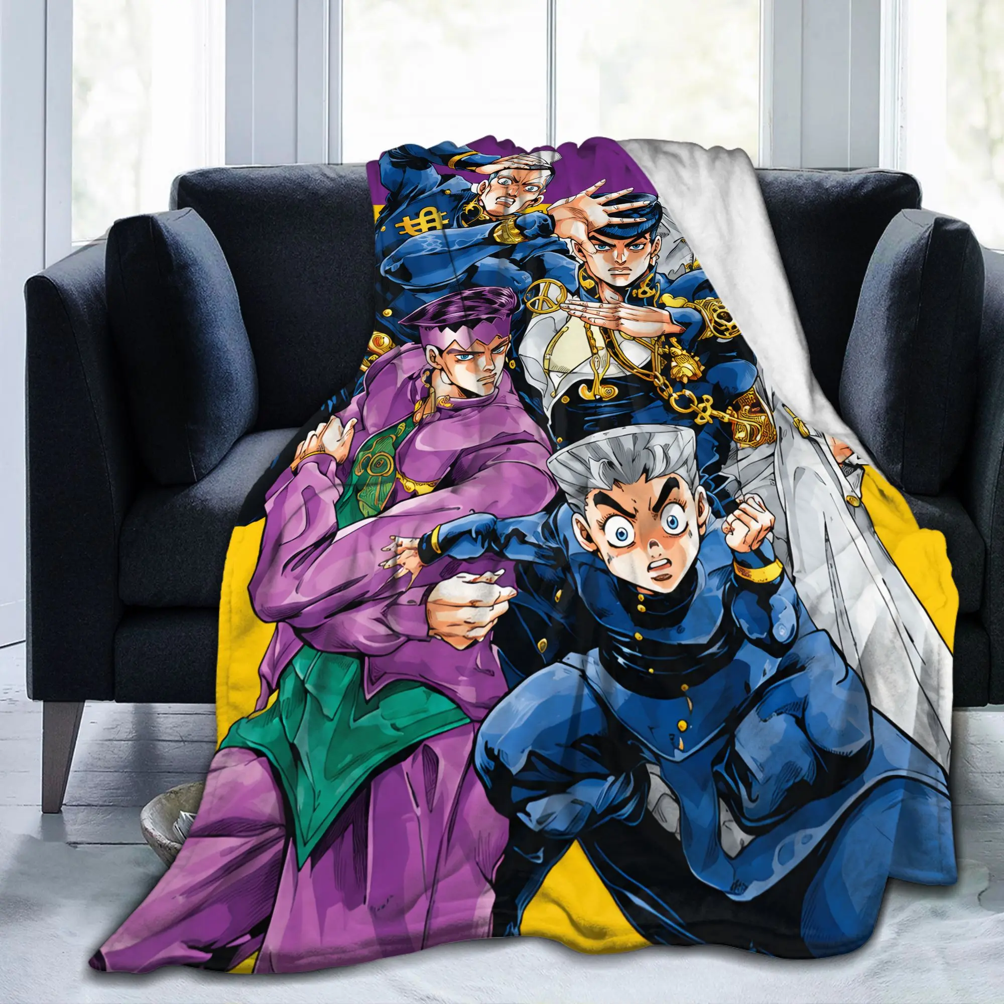 JoJos Bizarres Adventures Plush Blankets Anime Manga Novelty Throw Blanket for Home 150*125cm Rug Piece