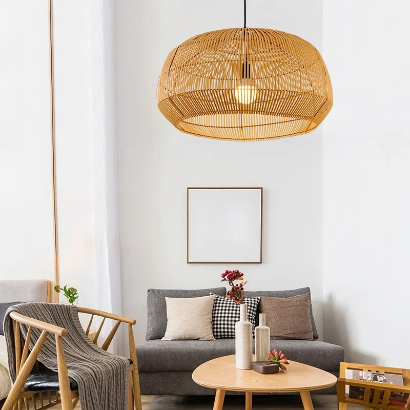 

Rattan Handmake Vintage Chinese Style Pendant Light Hanglamp Living Room Dining Room Restaurant Cafe Hanging Lamp E27 Suspension