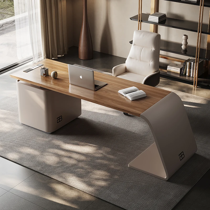 Boss Minimalism Office Desks Italian Computer Study Design Modern Luxury Wood Office Desks Escritorios Work Furniture QF50OD