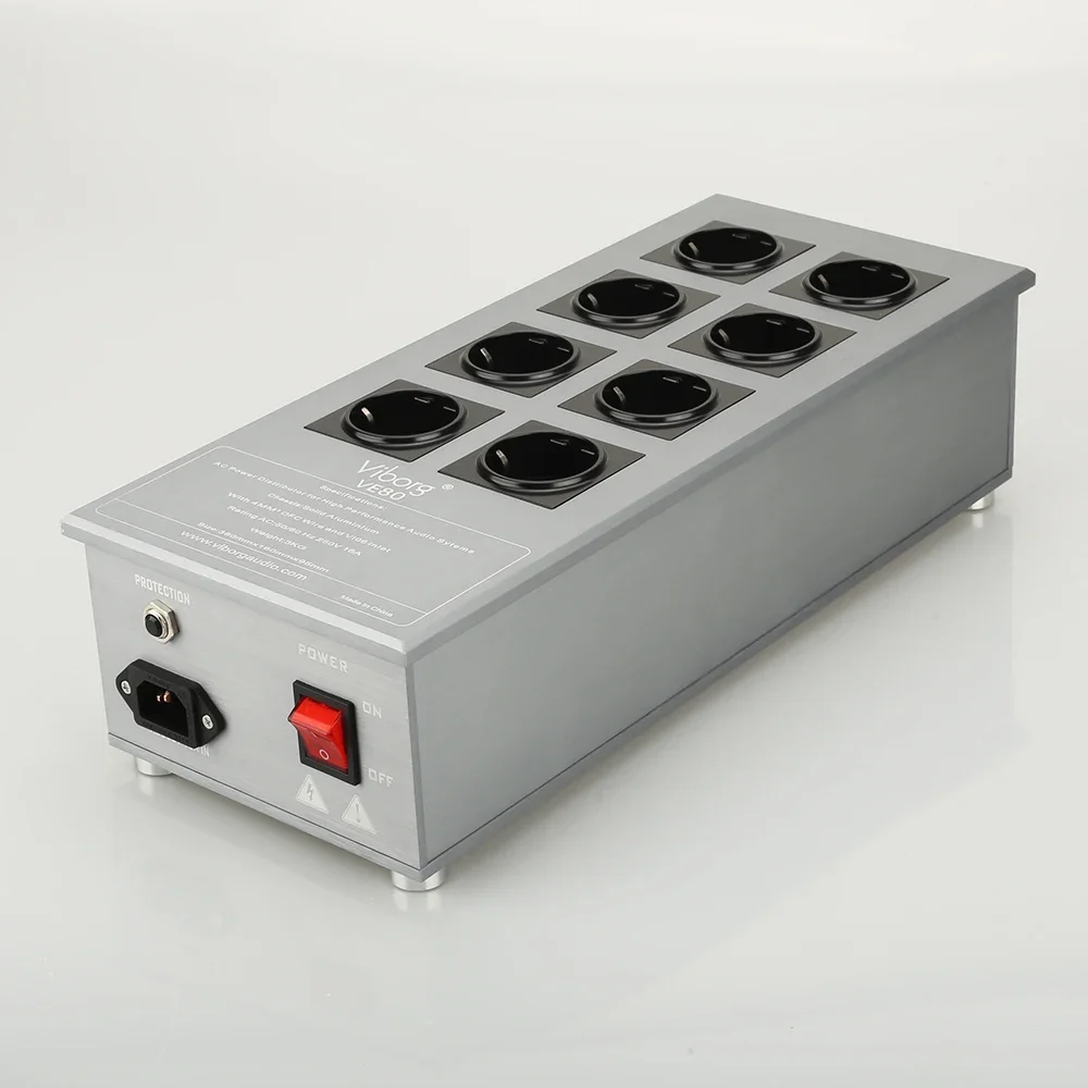 Viborg VE80 HiFi Power Filter Plant Schuko Socket 8Ways AC Power Conditioner Audiophile Power Purifier with EU Outlets
