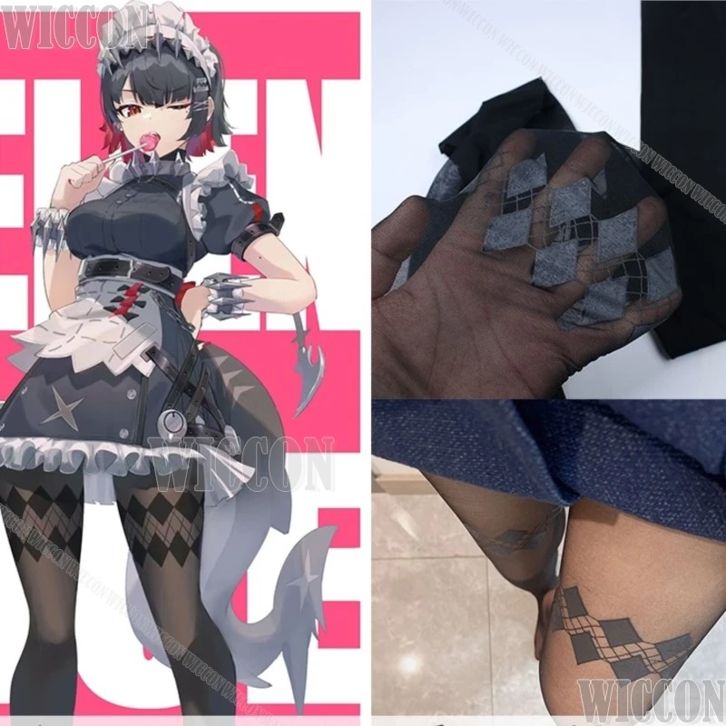 Zzz Ellen Joe juego Zenless Zone Zero disfraz de Cosplay Sexy medias de seda negras mujeres tiburón chica Halloween juego de rol personalizado