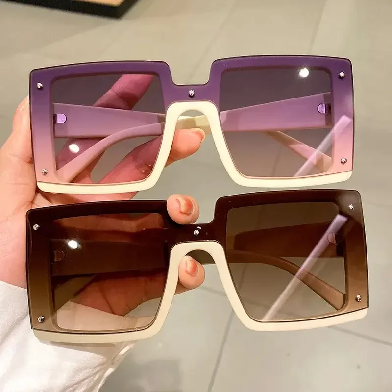 New Cross-border Fashion Sunglasses Ladies Street Shot European and American Sunglasses Ins Large Square Uv Protection Glasses